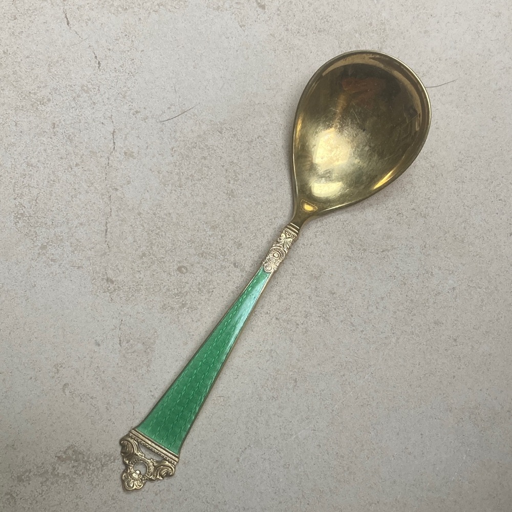 Gold washed Sterling and enamel 5 o’clock spoon